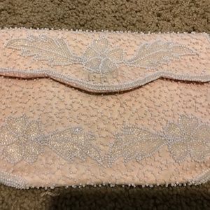 Vintage beaded silk clutch made in Belgium